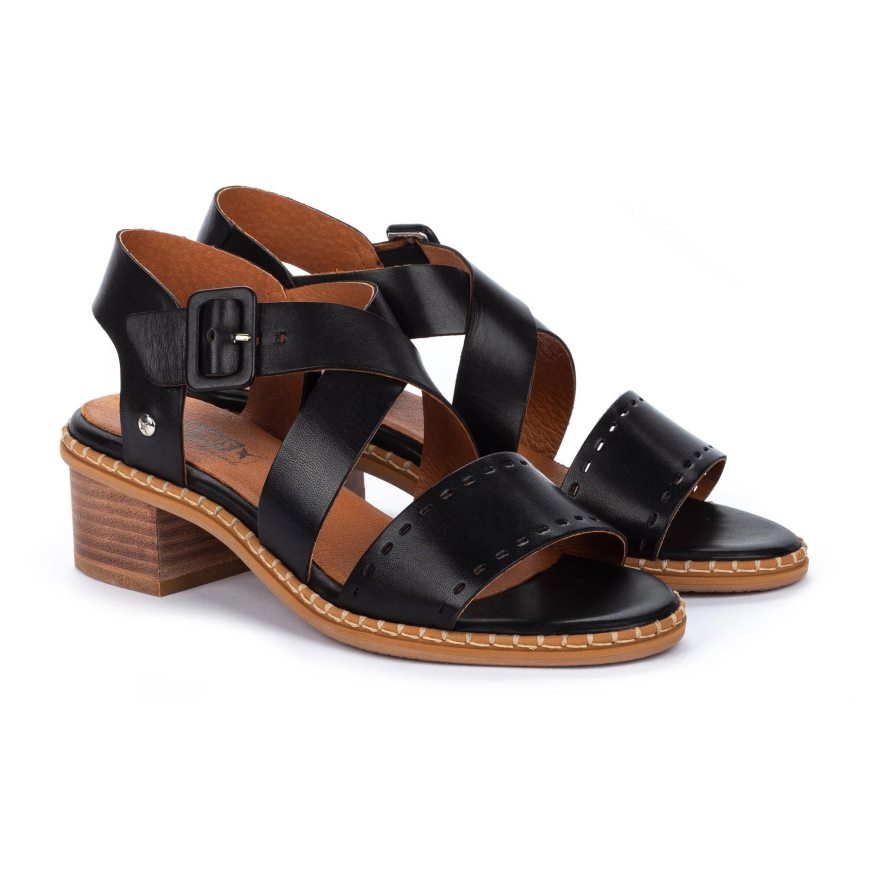 Women's Pikolinos BLANES Heels Sandals Black | NZ G8072A5